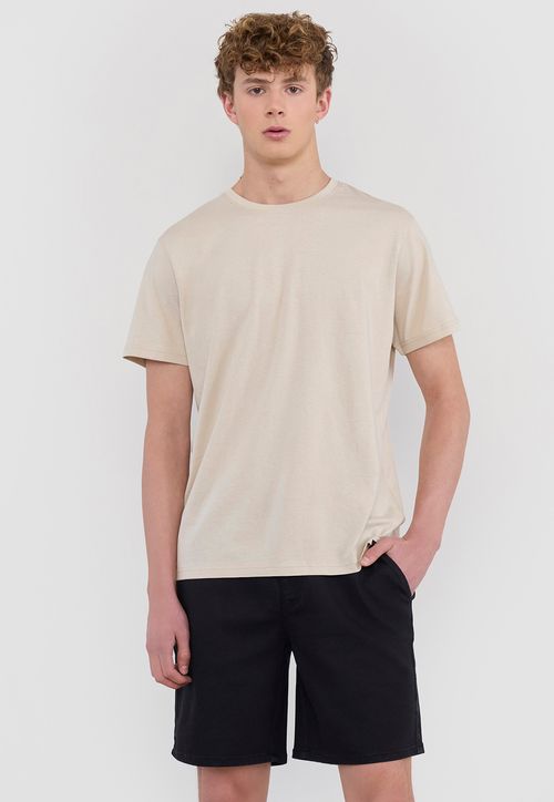 Polera Hombre Lisa R-Neck Ecru