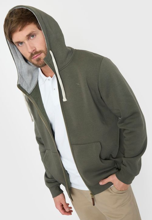 Polerón Hombre Full Zipper Verde Militar