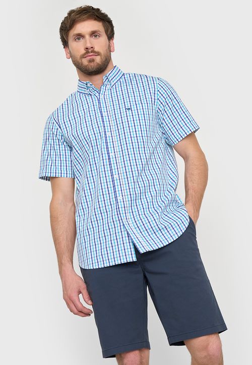 Bermuda Hombre Bolsillo Chino Azul Liso
