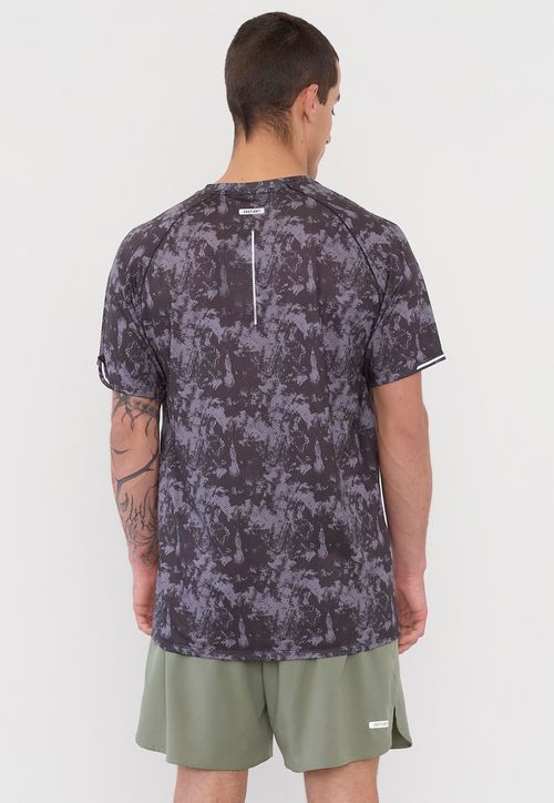 Polera Hombre Deportiva Full Print Mesh Negro