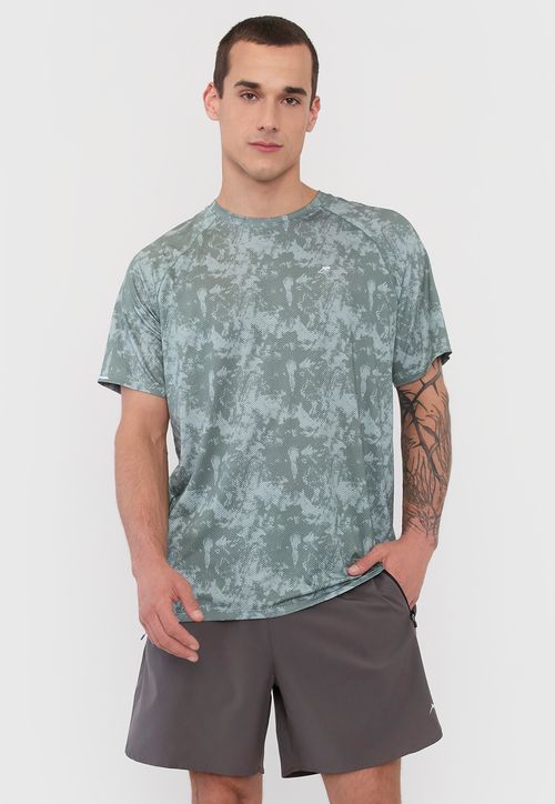 Polera Hombre Deportiva Full Print Mesh Verde