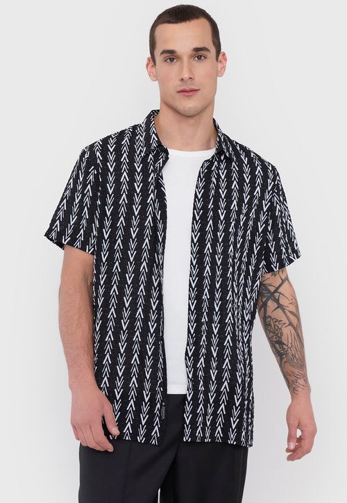 Guayabera Hombre Night Print Negro