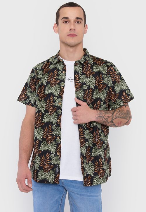 Camisa Hombre Cotton Full Print Verde