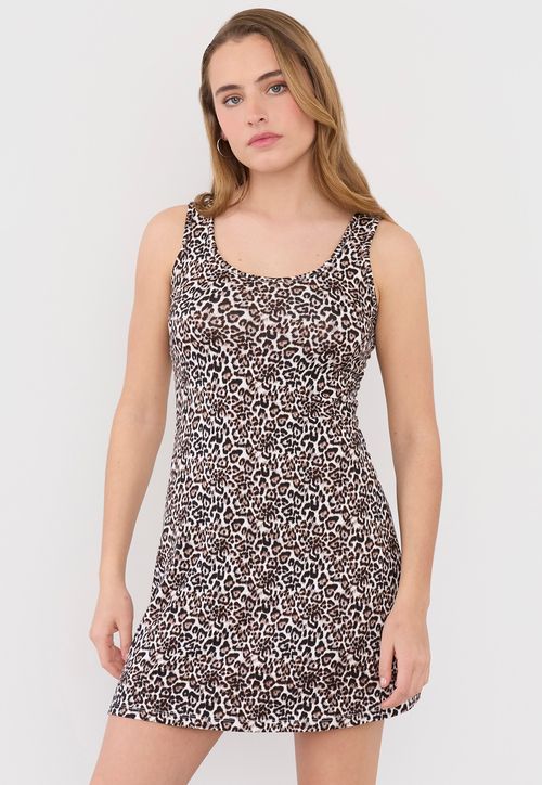 Vestido Mujer Corto Pabilo Ancho Animal Print