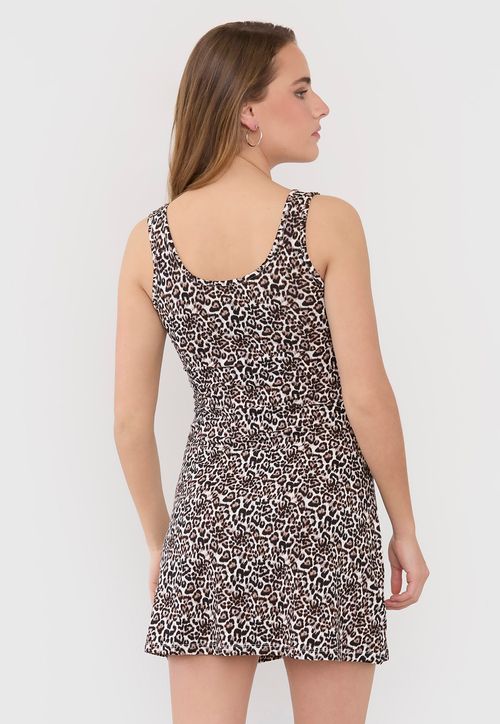 Vestido Mujer Corto Pabilo Ancho Animal Print