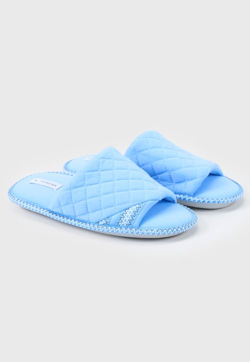 Pantufla Mujer Punta Abierta Celeste