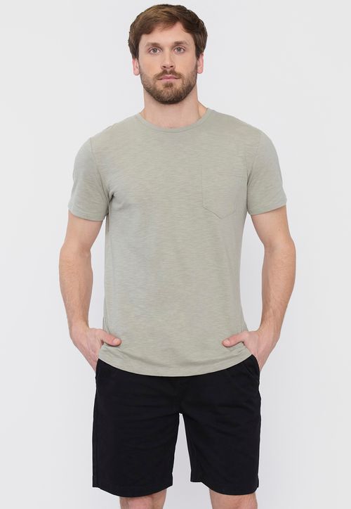 Polera Hombre Slub Pocket Verde