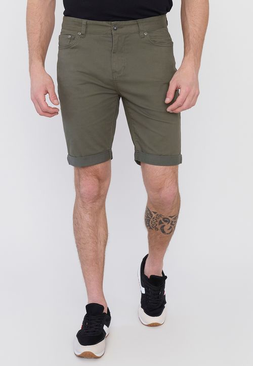 Bermuda Hombre Roll Up Verde Liso