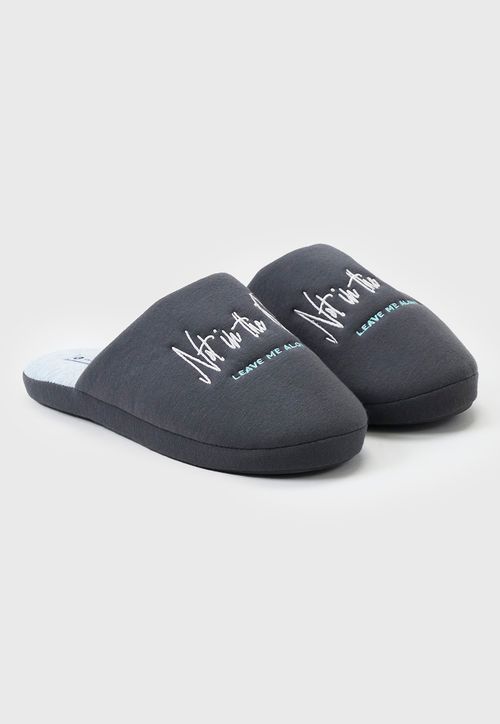 Pantuflas Hombre Print Gris