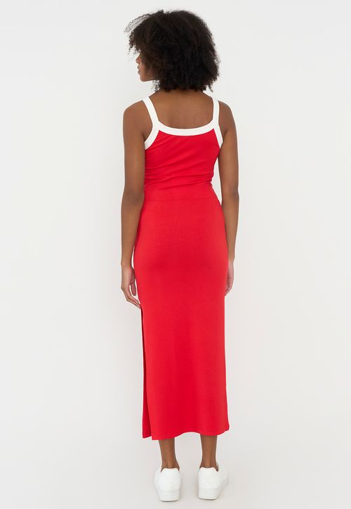 Vestido Mujer Largo Básico Rojo