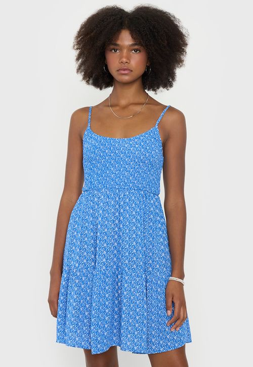 Vestido Mujer Panal Print Flores Azul