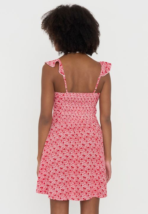 Vestido Mujer Corto Vuelos Print Rojo