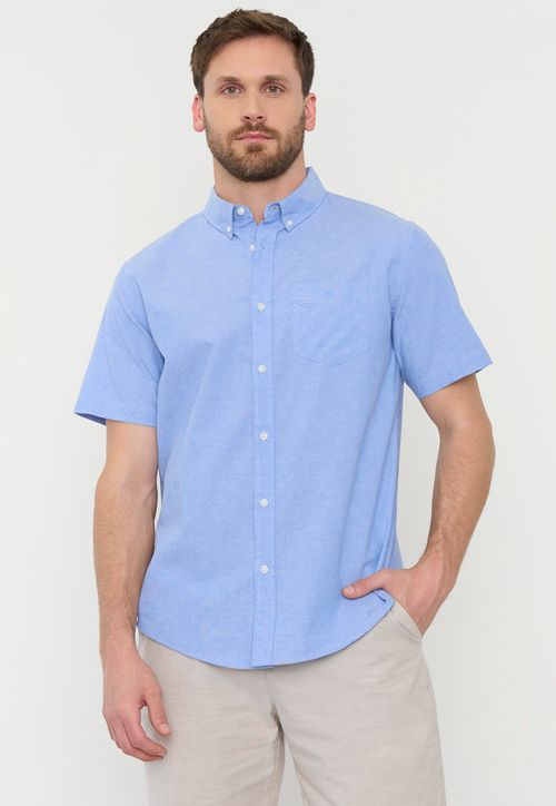 Camisa Hombre Oxford Manga Corta Azul