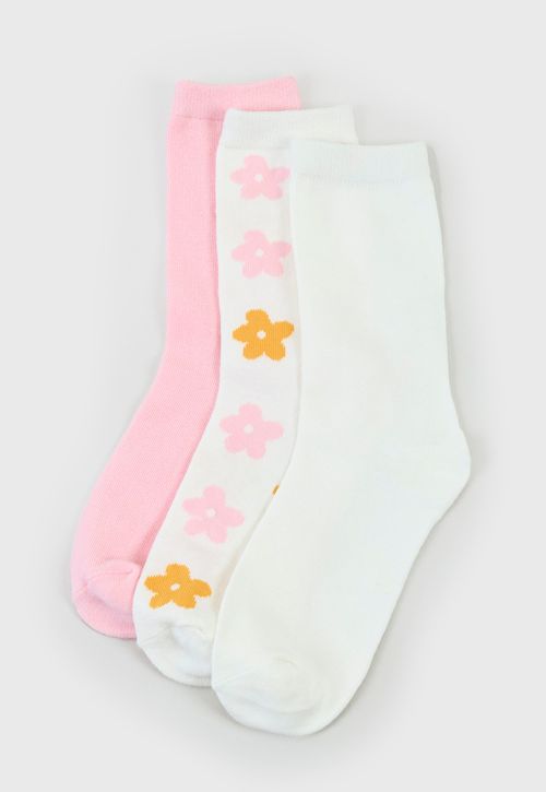Calcetines Mujer Tripack Largos Mix Blanco/Rosado