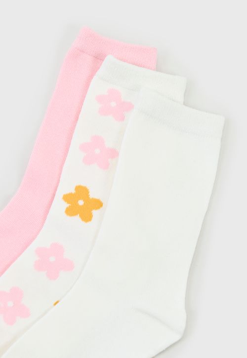 Calcetines Mujer Tripack Largos Mix Blanco/Rosado