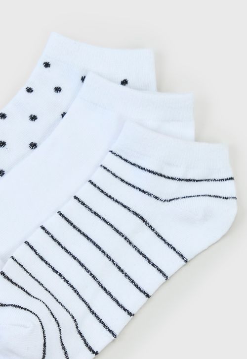 Calcetines Mujer Tripack Cortos Mix Blanco