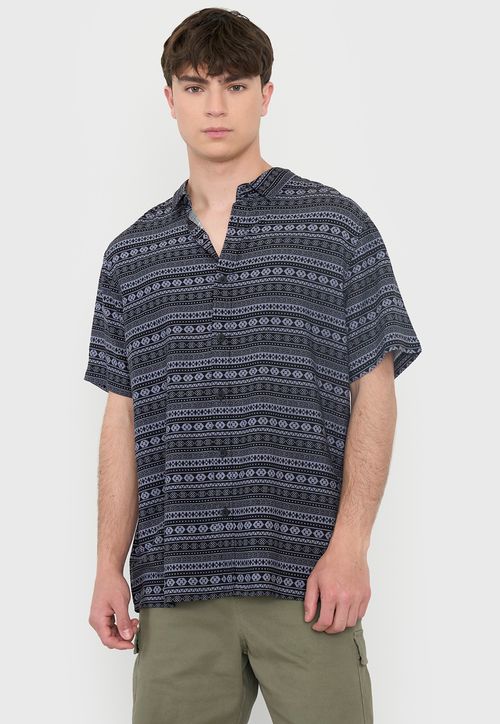 Guayabera Hombre Viscosa Tribal Gris