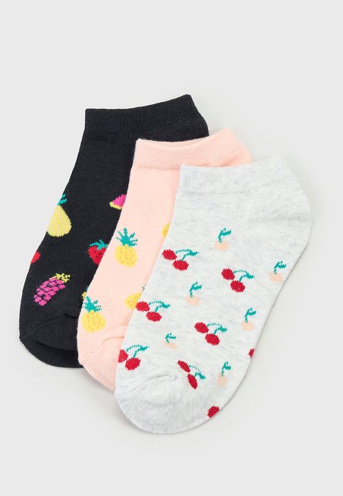 Calcetines Mujer Tripack Cortos Mix Negro/Gris/Blanco