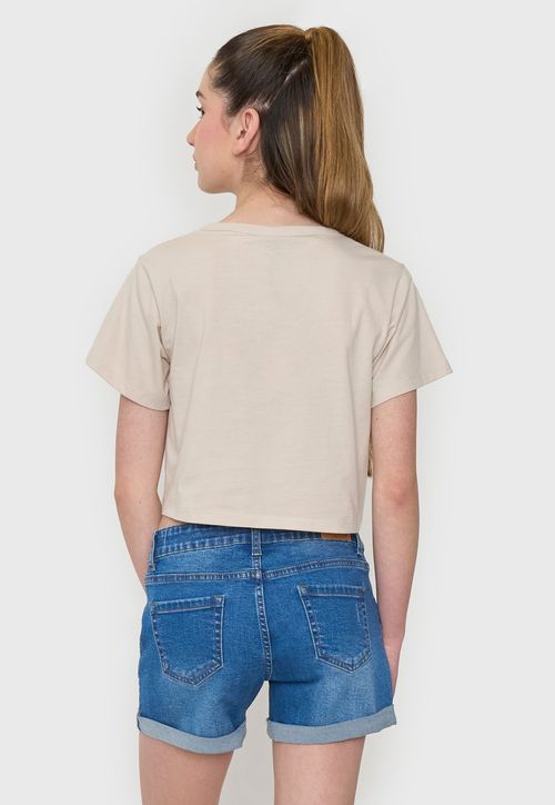 Polera Niña Teen Manga Corta Fun Nudo Beige