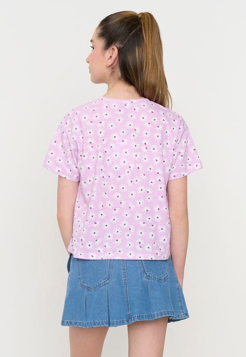 Polera Niña Teen Manga Corta Full Lila