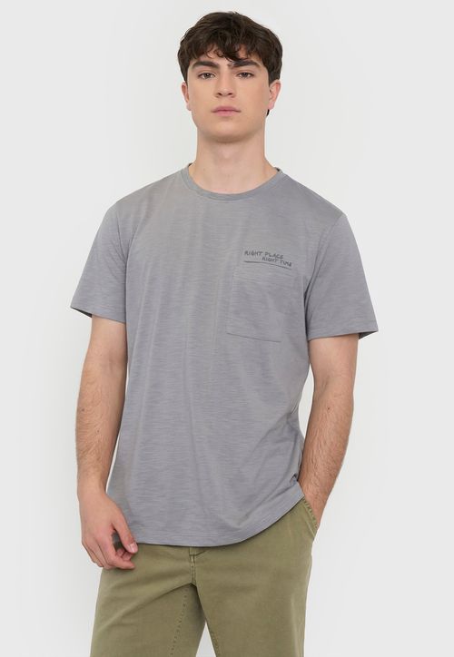 Polera Hombre Fun Bolsillo Gris Claro
