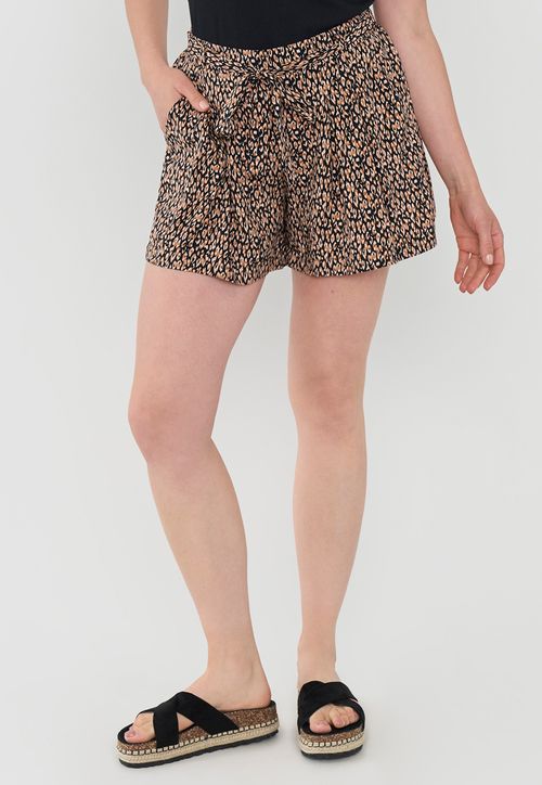 Short Mujer Fluido Cinturón Animal Print Café