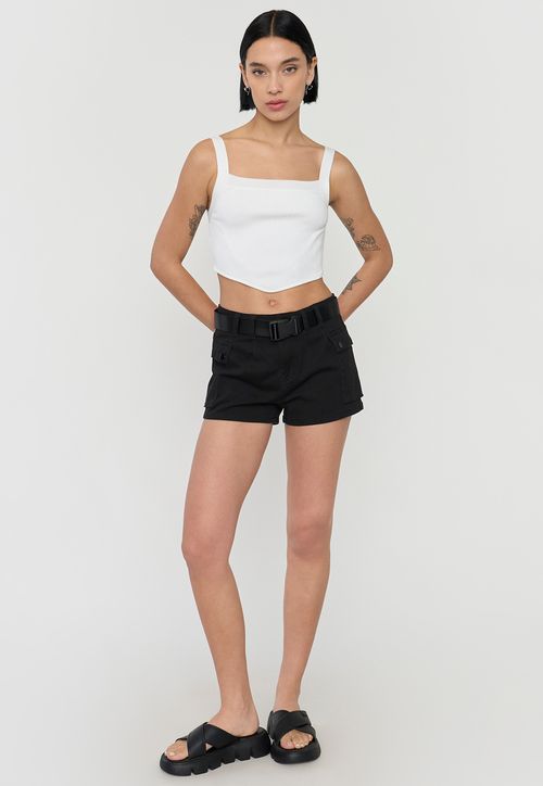 Short Mujer Cargo Cinturón Negro