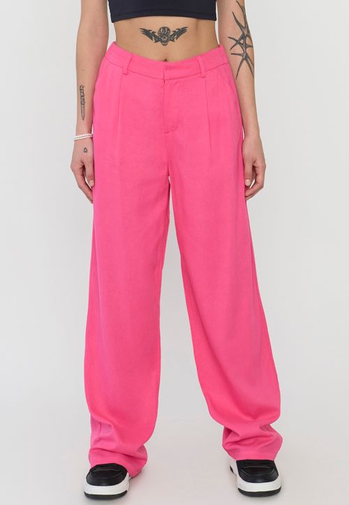 Pantalón Mujer Lino Sastrero Fucsia