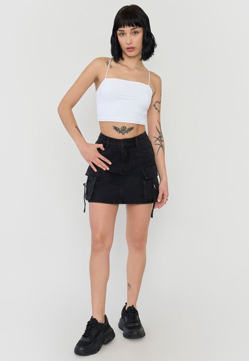 Falda Mujer Cargo Color Negro