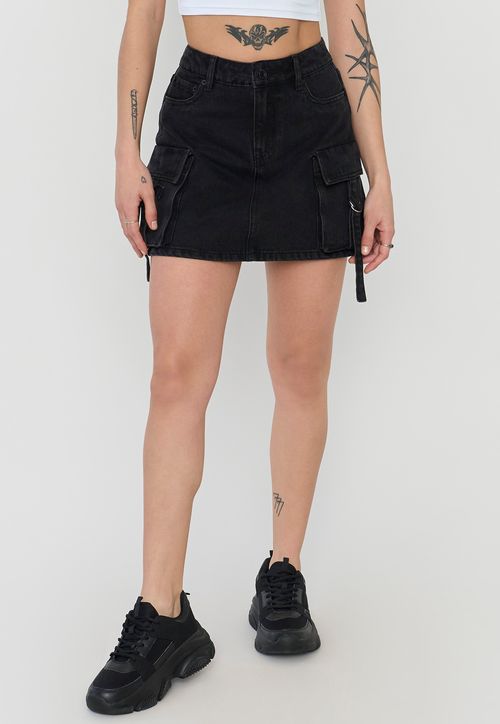 Falda Mujer Cargo Color Negro