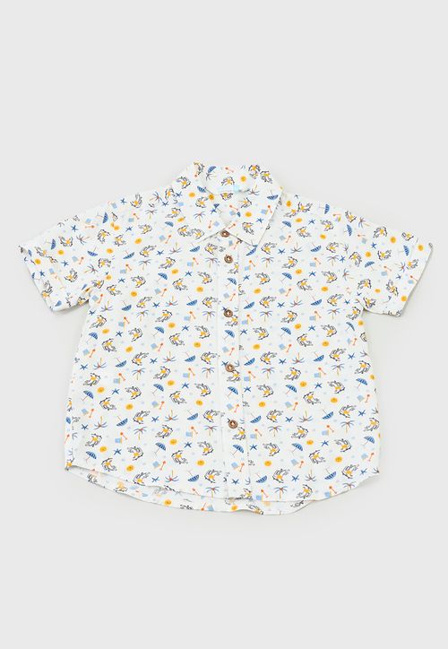 Camisa Bebe Niño Full Print Blanco
