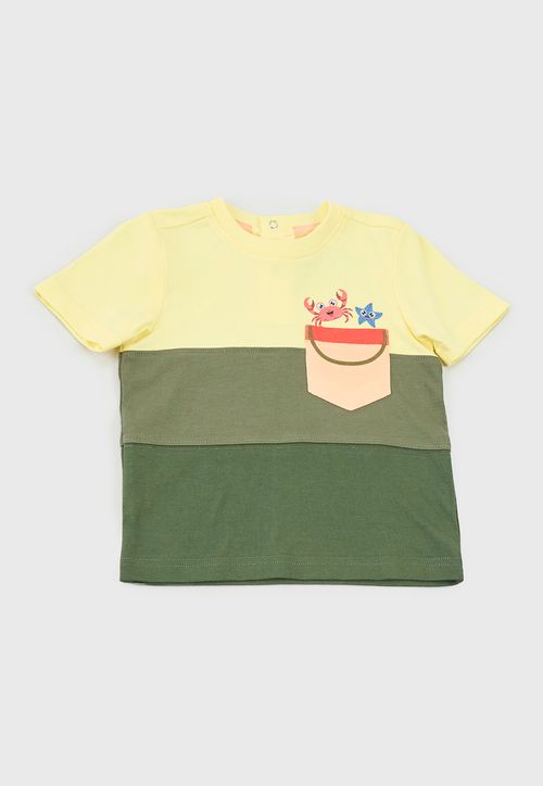 Polera Bebe Niño Color Block Verde