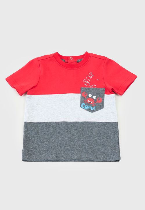 Polera Bebe Niño Color Block Rojo