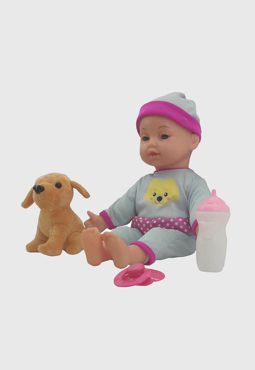 Muñeca Bebé Con Perro De Peluche