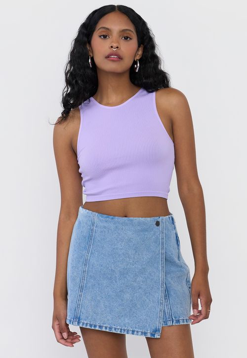 Polera Mujer Cuello Halter Sin Mangas Morado