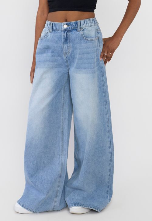 Jeans Mujer Extra Wide Leg Fit Azul Claro