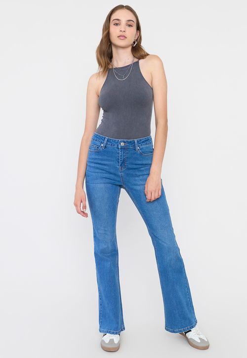 Jeans Mujer Flare Fit Azul Medio