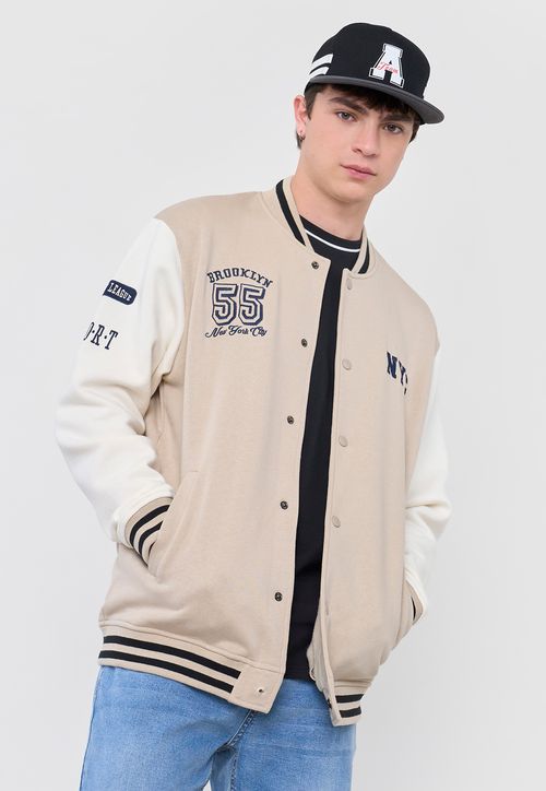 Polerón Hombre Bomber College Ecru