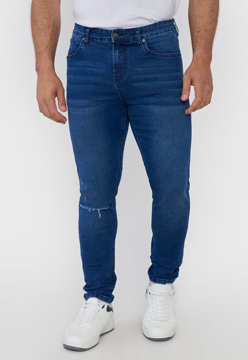 Jeans Hombre Skinny Spandex Azul Oscuro
