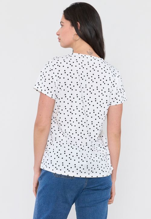 Polera Mujer Escote Aplicación Metálica Ecru