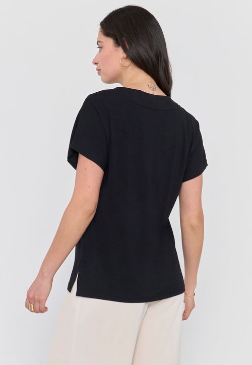 Polera Mujer Escote Negro