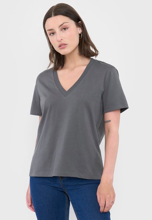 Polera Mujer V-Neck Esencial Charco
