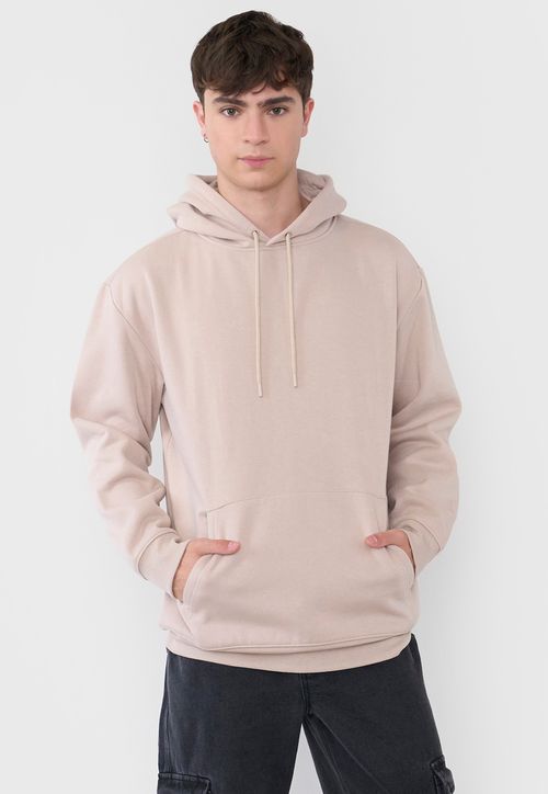 Polerón Hombre Canguro Liso Color Ecru