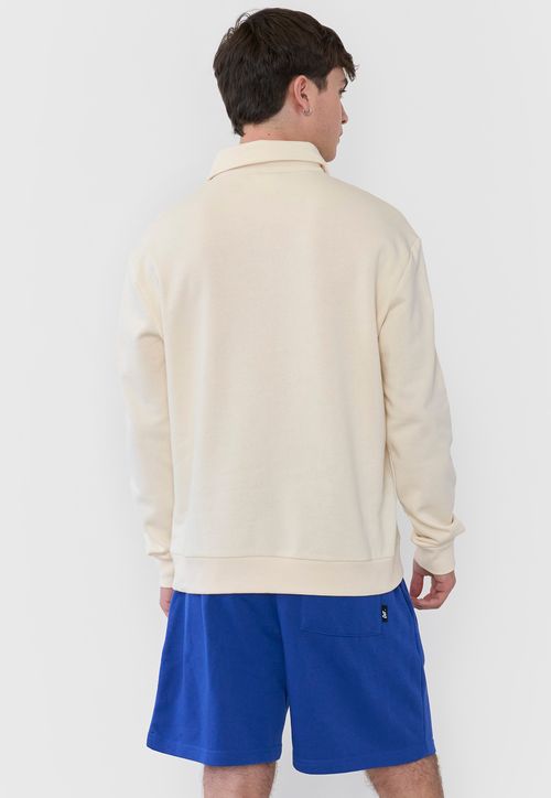 Polerón Hombre Cuello Camisero College Blanco