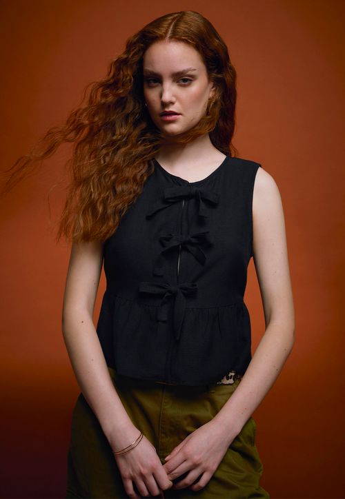 Blusa Mujer Amarras Sin Mangas Negro