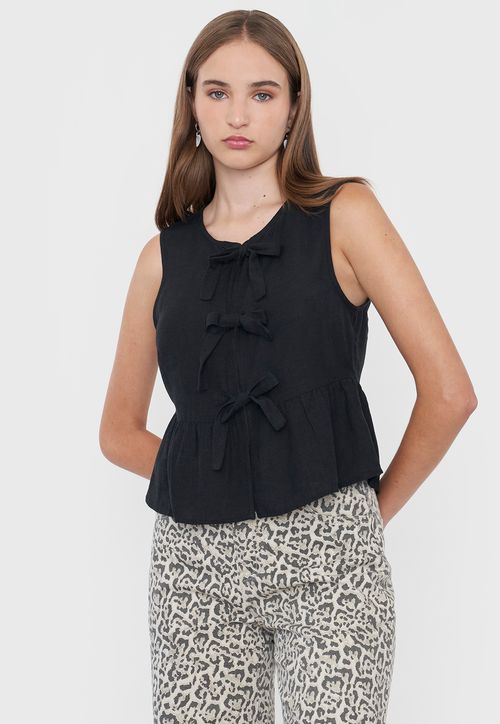 Blusa Mujer Amarras Sin Mangas Negro