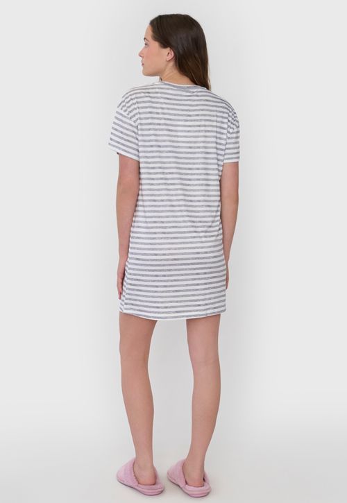 Camisa de Dormir Mujer Poliéster Rayas Gris