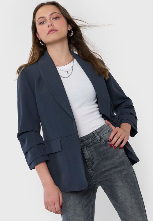 Blazer Mujer Liso Gris Marengo