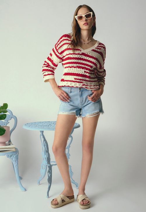 Sweater Mujer Crochet Ecru