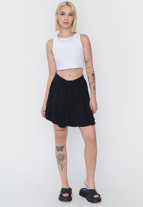 Falda Mujer Cintura Botones Negro